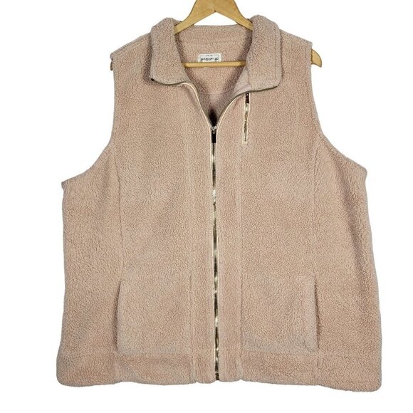 For the Republic Sherpa Fuzzy Pink Vest With Gold Hardware Size 2X - Picture 1 of 12